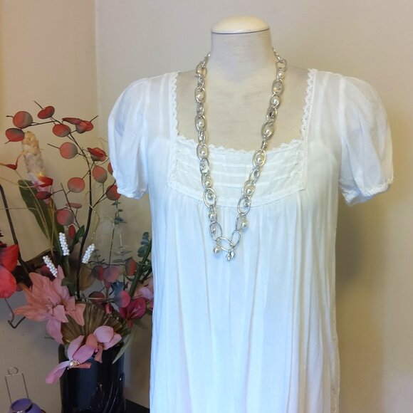 Vintage NEW True Handmade Pearl & Clear Glass Beads Silver Tone Necklace - Picture 2 of 7